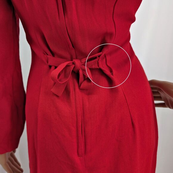 Vintage 1990s Frederick's of Hollywood Mini Dress Red Button Front Cut Out 11-12 - Picture 8 of 11